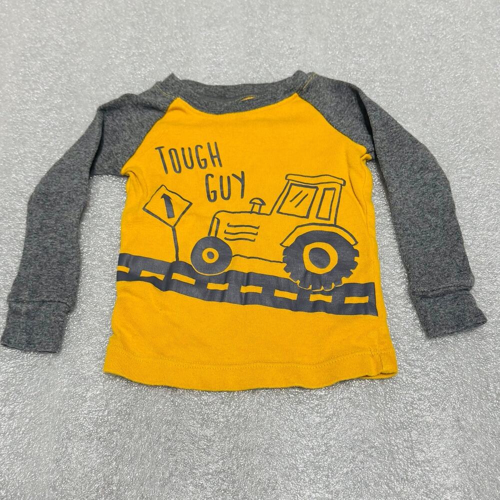 Wonder Nation Toddler Boy's Tough Guy Tractor Long Sleeve Snug-Fit PJ Top 12M